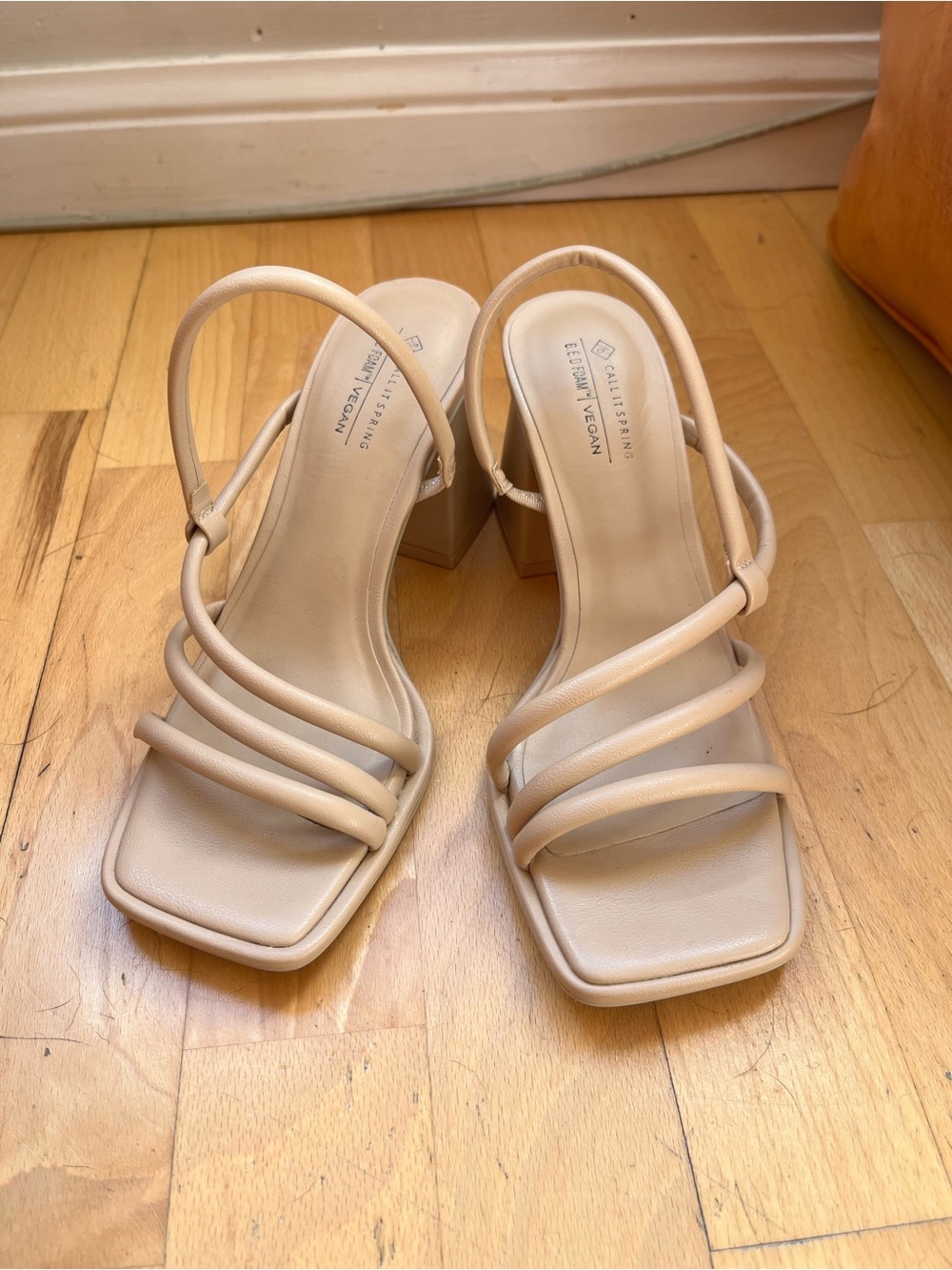Beige Nude Strappy Block Heel Sandals - Call It Spring Vegan